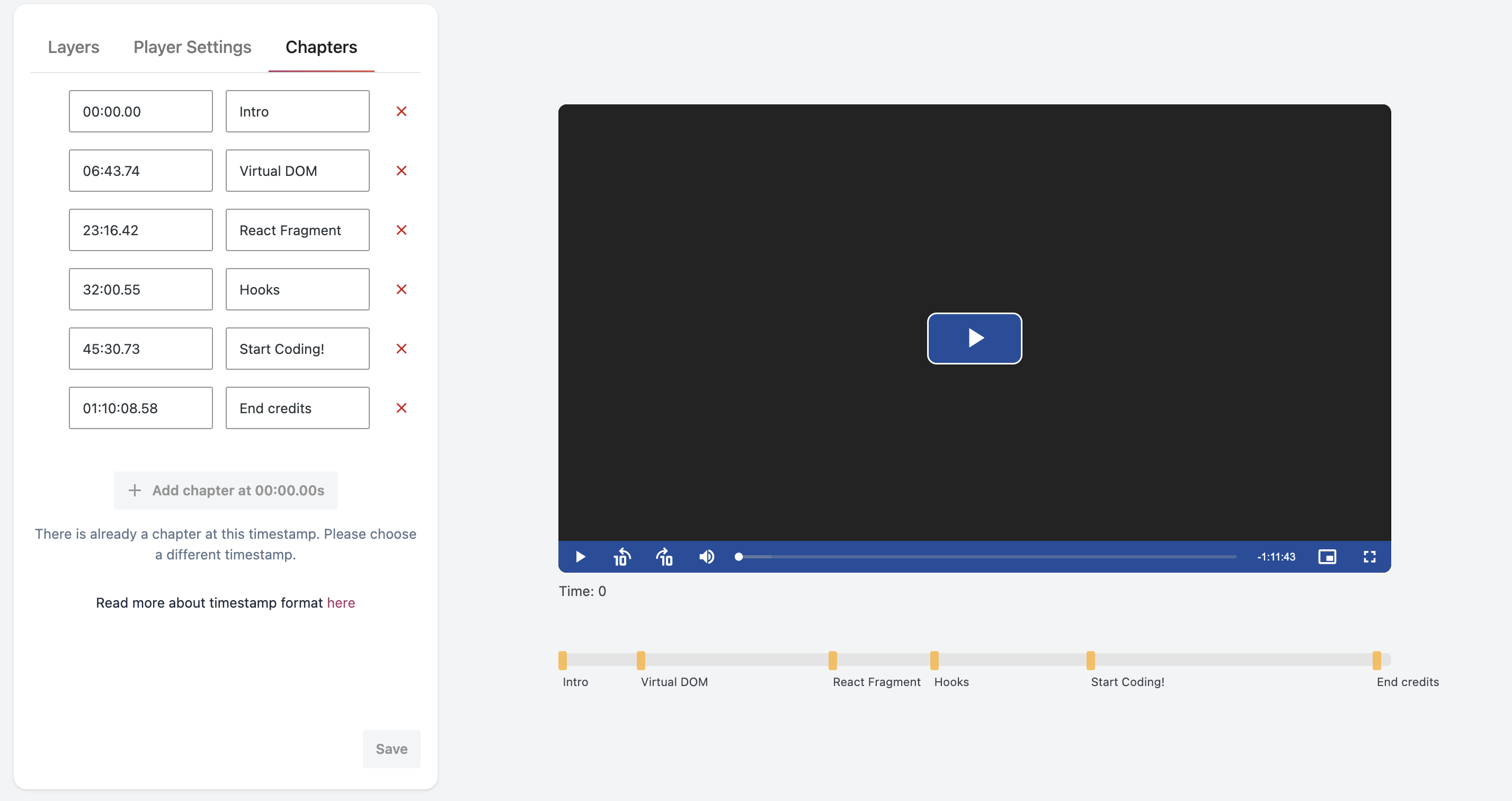 GoDAM video chapters