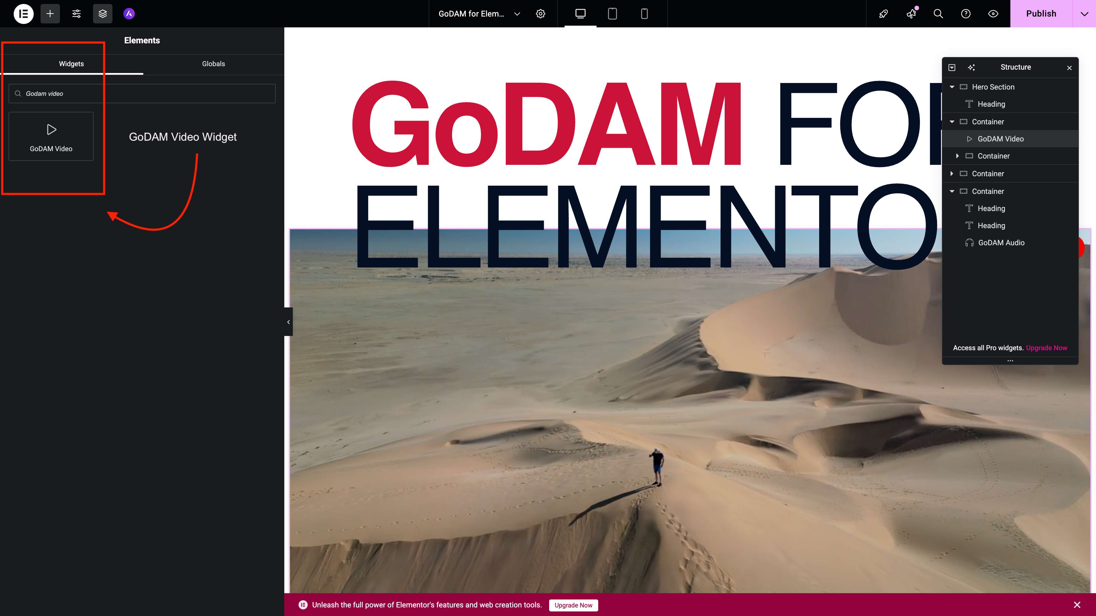 GoDAM Elementor Video Widget