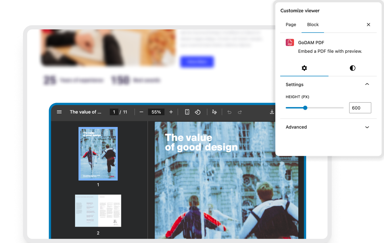 Customize GoDAM PDF block viewer for WordPress